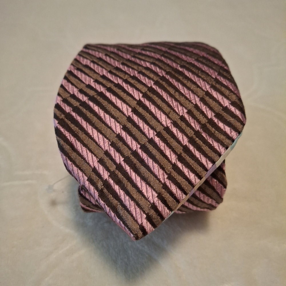Ted Baker Pink and Brown Diagonal Striped Tie